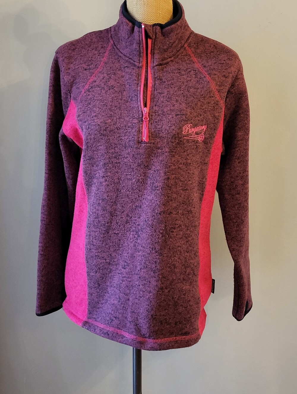 Renegade Club 90s Polyester Fleece Pullover Colorblock Pink/Maroon Medium